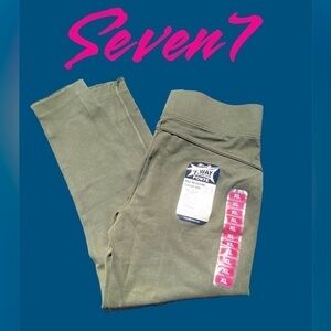 SEVEN7 4 Way Stretch Scallop Hem PullOn Ponte Leggings Size XL Pretty Olive NWT.